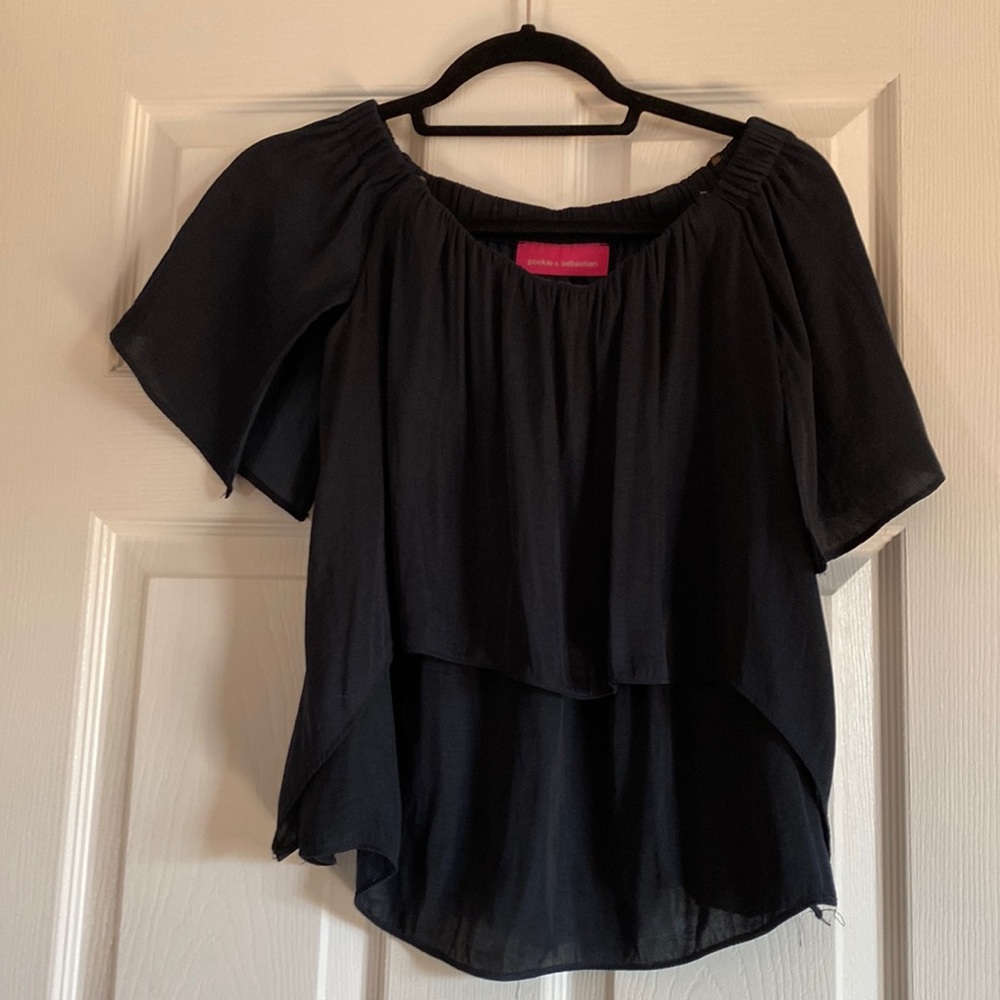 EUC Pookie & Sebastian Navy off the shoulder top